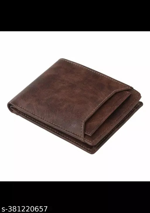 Faux leather brown Welcohab wallet, unique printed net design for men's formal money purse with card holder and coin compartments