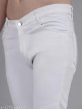 Koetler men's slim white denim jeans with button and zipper fly