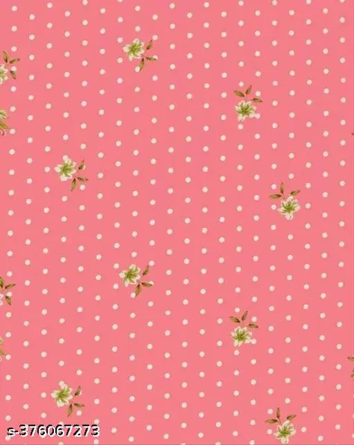 Polka dot pink cotton bed sheet set with floral accents, 5 pieces.