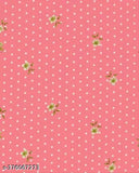 Polka dot pink cotton bed sheet set with floral accents, 5 pieces.