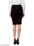 Designer modern polycotton women's western knee-length pencil skirt, solid net, sizes: 26, 28, 30, 32, 34, 36 (India)