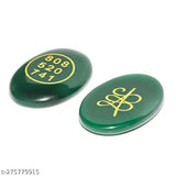 Green Jade Zibu Symbols Coin, attracts wealth & prosperity, lab-certified, oval-shaped natural gemstone for Feng Shui