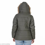 Nylon solid women parka jacket, long sleeves, perfect for winter wear - Oh Yes Full Sleeve from India