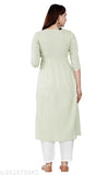 Viscose rayon, three-quarter sleeve embroidered kurta by Siddhanam. Indian women's fashion, solid combo