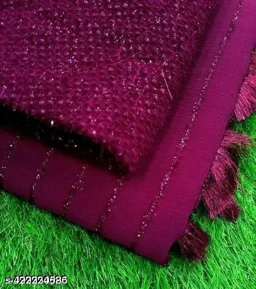 Trendy designer strip jari saree, maroon border, for women and girls