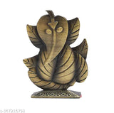 Golden Ganesh statue with leaf design, religious home decor item