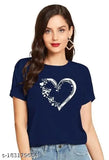 Heart-printed cotton t-shirt for women & girls (Pack 1), short sleeves, size S (36 in bust)