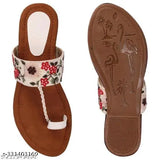 Synthetic leather, embellished slip-on kolapuri flats for women, best sleepwear from India
