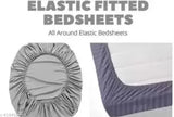 Cotton geometric-patterned fitted elastic double bedsheets with 2 pillow covers, ideal for summer adult use on hard surfaces