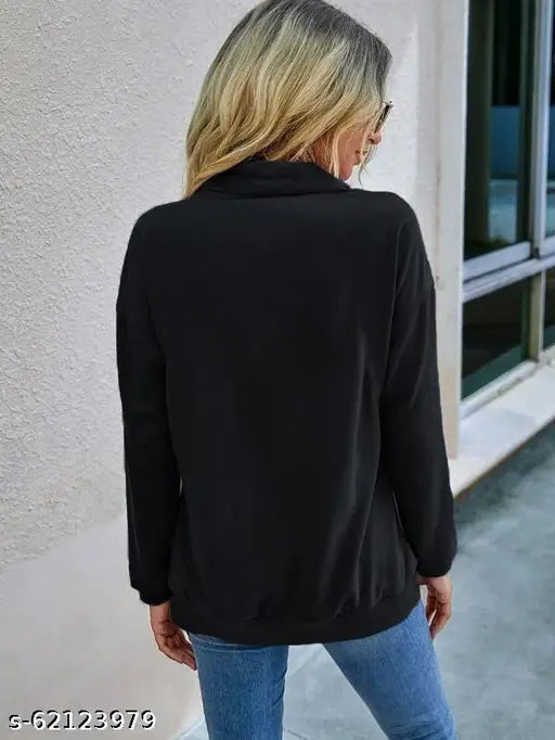 Black cotton full sleeve sweatshirt for women, Force brand, ideal for casual wear