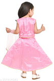 Cotton blend, embroidered kids lehenga choli for play and dance, solid net dupatta, Indian origin