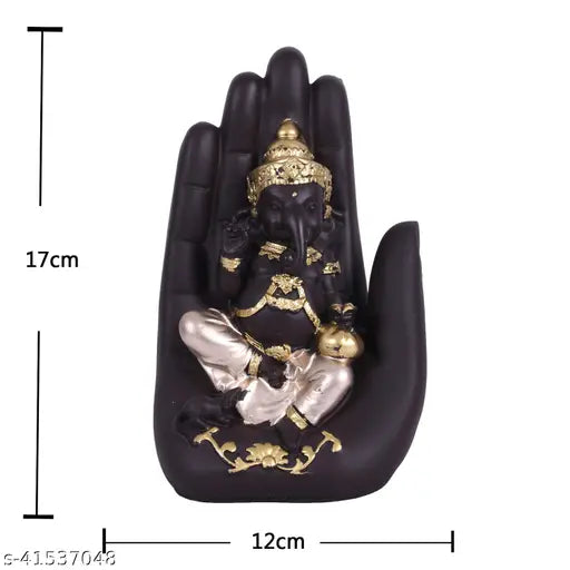 Palm Ganesh idol, home décor, Pooja room, contemporary design, gold accents
