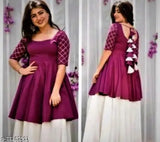 Rayon kurti with sharara palazzos - stylish short kurti for women's casual and formal events, India-made