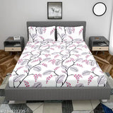 Swami Enterprise solid cotton bedsheet set with 2 pillow covers, double size on bed
