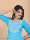 Rayon embroidered anarkali kurta with three-quarter sleeves, ideal for parties, from Newly Sd Boutique, India