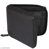 Black faux leather small women's multipurpose wallet - credit card holder, coin purse with zipper, secure card case for gift