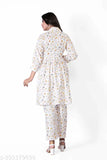 Multi-colored cotton net Rajasthani printed co-ord set for women's casual style, featuring 3/4th sleeves and fit & flare silhouette. Perfect gift for every lady. India origin