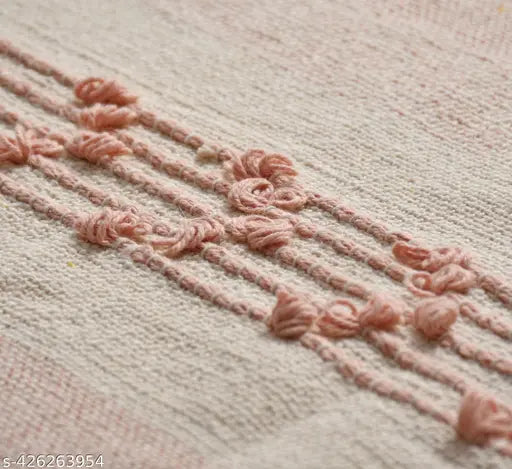 Pink handwoven cotton throw, artisanal design, exquisite craftsmanship, natural color palette, 130x180cm size