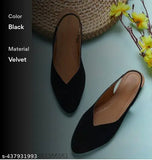 Black velvet net Banto slip-on ankle loop sandals - solid black, formal Western embellished pattern on display