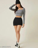 Cotton blend mini black skirt (N-26/W-26in, N-28/W-28in, N-30/W-30in) - stylish women's skirt from India