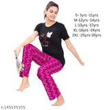 Short sleeve printed cotton nightdress for women, premium quality and attractive color, suitable for ages S-XXL, bio wash cloth, made in India