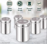 Visaxmi stainless steel container set, 1kg, 1000ml, for kitchen storage, pack of 6, see-through lid, Ubha Dabba, silver