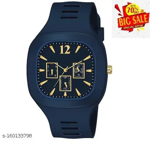 Square analog watch with different colored dials, silicone strap and ADDI stylish design