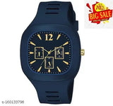Square analog watch with different colored dials, silicone strap and ADDI stylish design