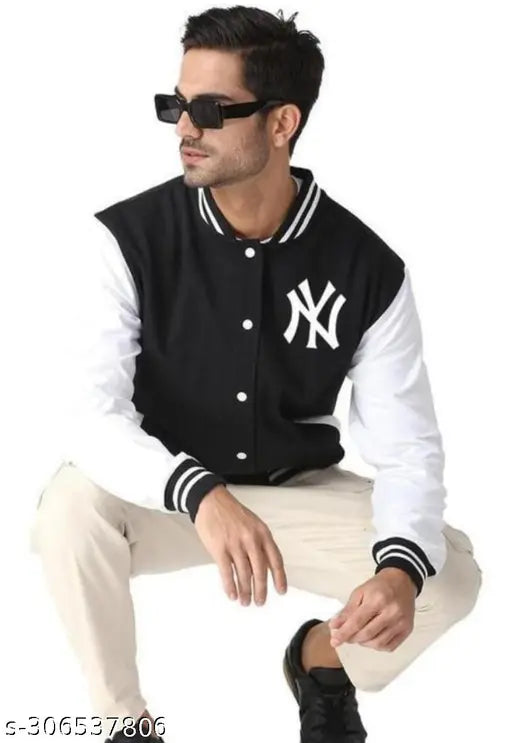 Stylish black and white zip jacket for boys