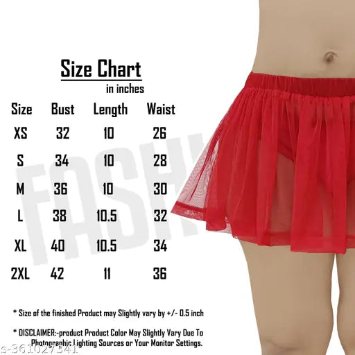 Soft, stretchy, red mesh mini skirt for women
