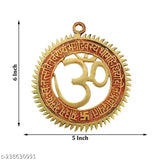 Metal Om Gaytri mantra wall hanging for decoration, brass and aluminum mix, Vastu-compliant spiritual art piece with hanging bracket