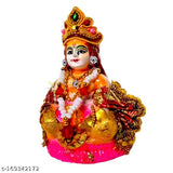Divine Bazaar Dhan Kuber ceramic statue, Indian god idol for home temple decorative showpiece, 2"L x 3"H x 2"W