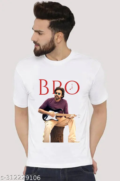 Purple polyester printed net short sleeved shirt, PSPK Pawankalyan Bro Purple on hanger, Indian fashion wear