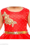 Red crepe sleeveless girls' dress (1-2 years), Indian-made partywear for children