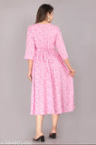 Pink rayon three-quarter sleeve blouse with printed combo, D170 India