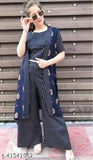 Rayon printed short kurta with palazzo pants for women, single set in Indian style (M: 38in bust, L: 40in bust, XL: 42in bust, XXL: 44in bust)