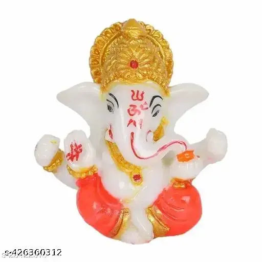 Solid polyresin Lord Ganesh statue for car dashboard, ideal for home decor or gifts. Handcrafted with double lenses paint for a realistic feel