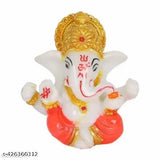 Solid polyresin Lord Ganesh statue for car dashboard, ideal for home decor or gifts. Handcrafted with double lenses paint for a realistic feel