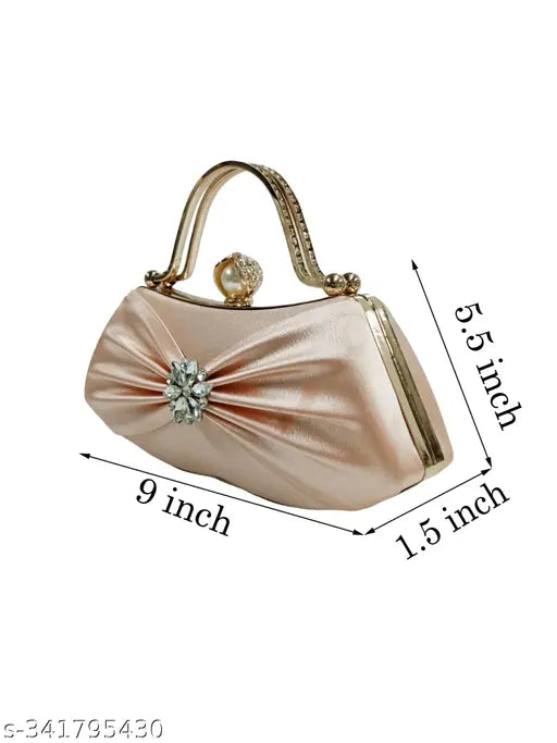 Rose gold sequin clutch purse handbag, embellished, 9 in length