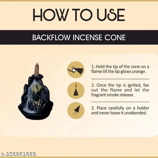 Lord Hanuman agarbatti backflow cone incense holder, decorative showpiece, 201 free smoke, fog fountain