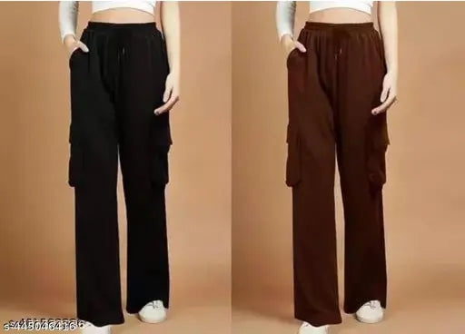 Black coffee bean bag pants, casual style, elastic waistband