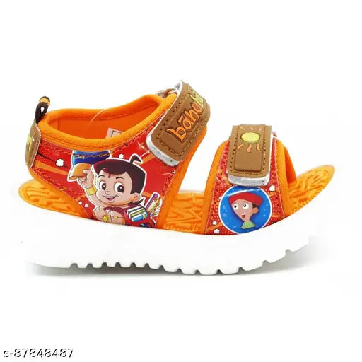 Orange and green Chhota Bheem PVC sandals for kids, ideal for summer wear and comfortable Eva sole