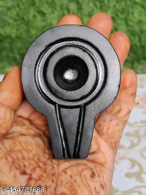 Natural Narmadeshwar Shivling, 3" x 3" x 2", hand-crafted marble idol for home pooja, India origin