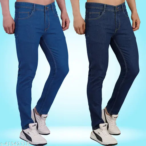 Blue denim combo: lightweight, comfortable Nivasu jeans (2pcs), ideal for summer (size 28, Indian-made)