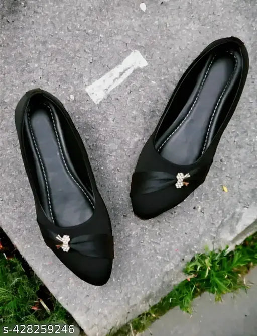 Black suede bellie flat shoes with buckle detail