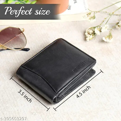 RED CUTTER red leather men's wallet, 3 compartments, RFID blocking, genuine branded, black
