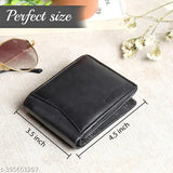 RED CUTTER red leather men's wallet, 3 compartments, RFID blocking, genuine branded, black