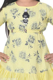 Printed rayon Plazo set for kids girls, casual top and palazzos with three-quarter sleeves