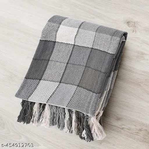 Soft cotton checkered blanket, 50x60 inches, versatile for home decor or outdoor use, luxuriously cozy and eco-friendly