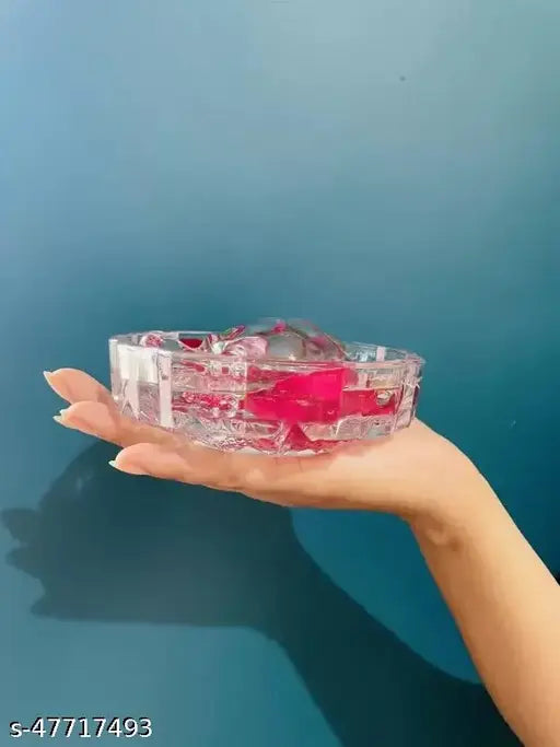 Glass Vastu Feng Shui Crystal Turtle, 12x8cm set. Attracts positive energy and prosperity, handcrafted in India